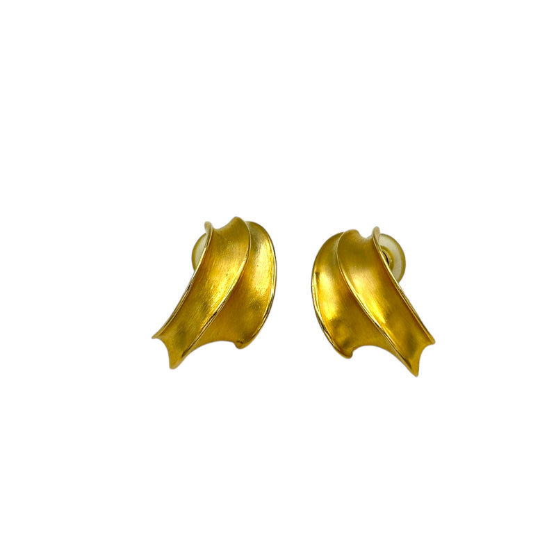 Erwin Pearl Vintage Satin Gold Pierced Statement Earrings