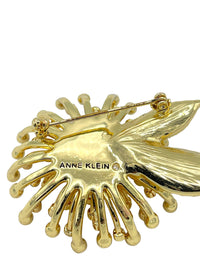 Anne Klein Gold Three Dimensional Flower Brooch - 24 Wishes Vintage Jewelry