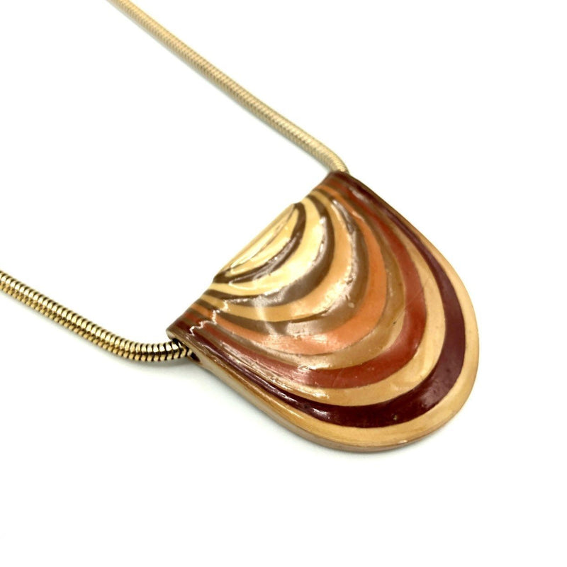Gold Eisenberg Artist Series Brown Enamel Vintage Pendant 24