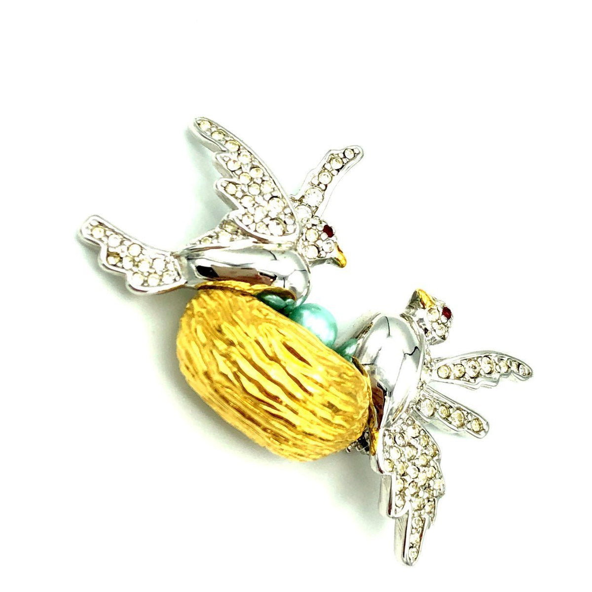 Joan Rivers Silver & Gold Figural Bird Vintage Brooch - 24 Wishes Vintage Jewelry