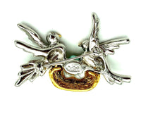Joan Rivers Silver & Gold Figural Bird Vintage Brooch - 24 Wishes Vintage Jewelry