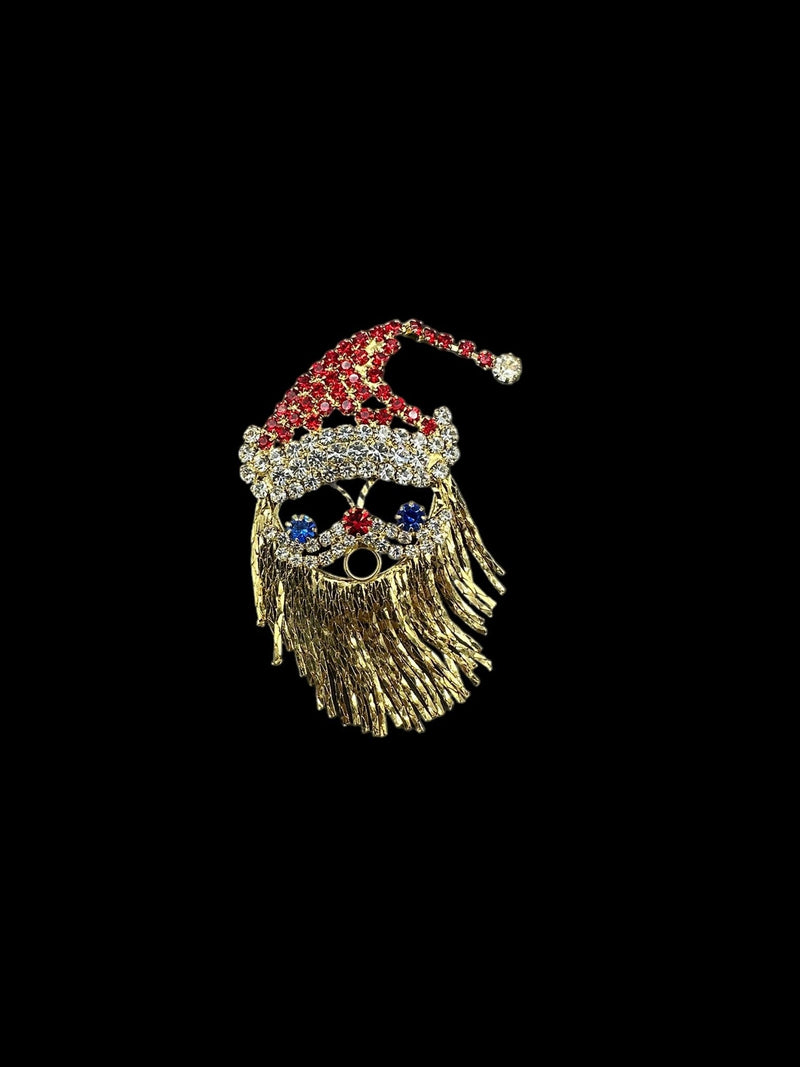 Vintage Rhinestone Santa Claus Brooch Brooch 24 Wishes Vintage