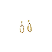 Vintage Yellow Gold - Filled Textured Three Dimensional Oval Dangle Pierced Earrings 24 Wishes Vintage Jewelry