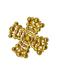 Joan Rivers Gold Pearl Maltese Cross Vintage Brooch