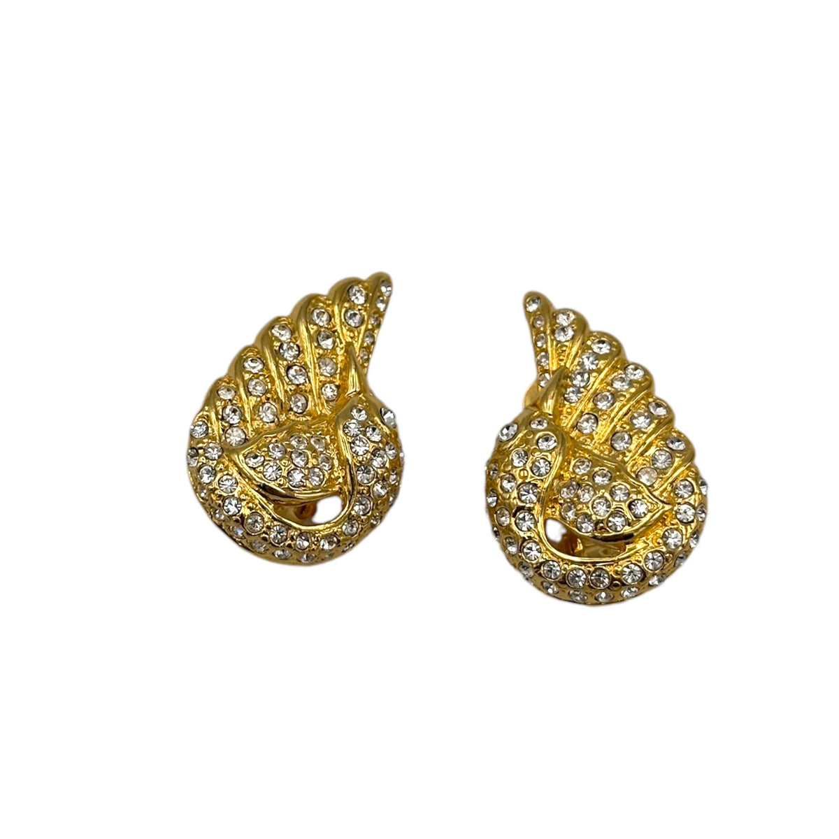 Joan Rivers Gold Pave Swan Vintage Clip-On Earrings