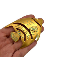 Givenchy Vintage Angel Fish Pin Brooch Brushed Gold Large Pin