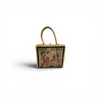 Midas of Miami Gold Wicker Tapestry Handbag Courting Couple