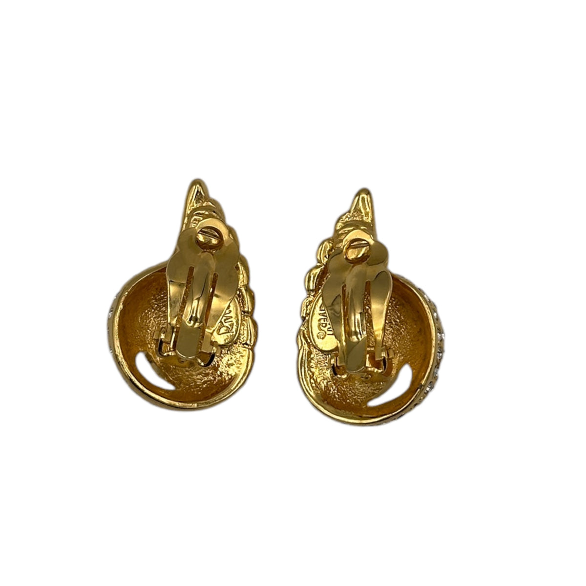 Joan Rivers Gold Pave Swan Vintage Clip-On Earrings