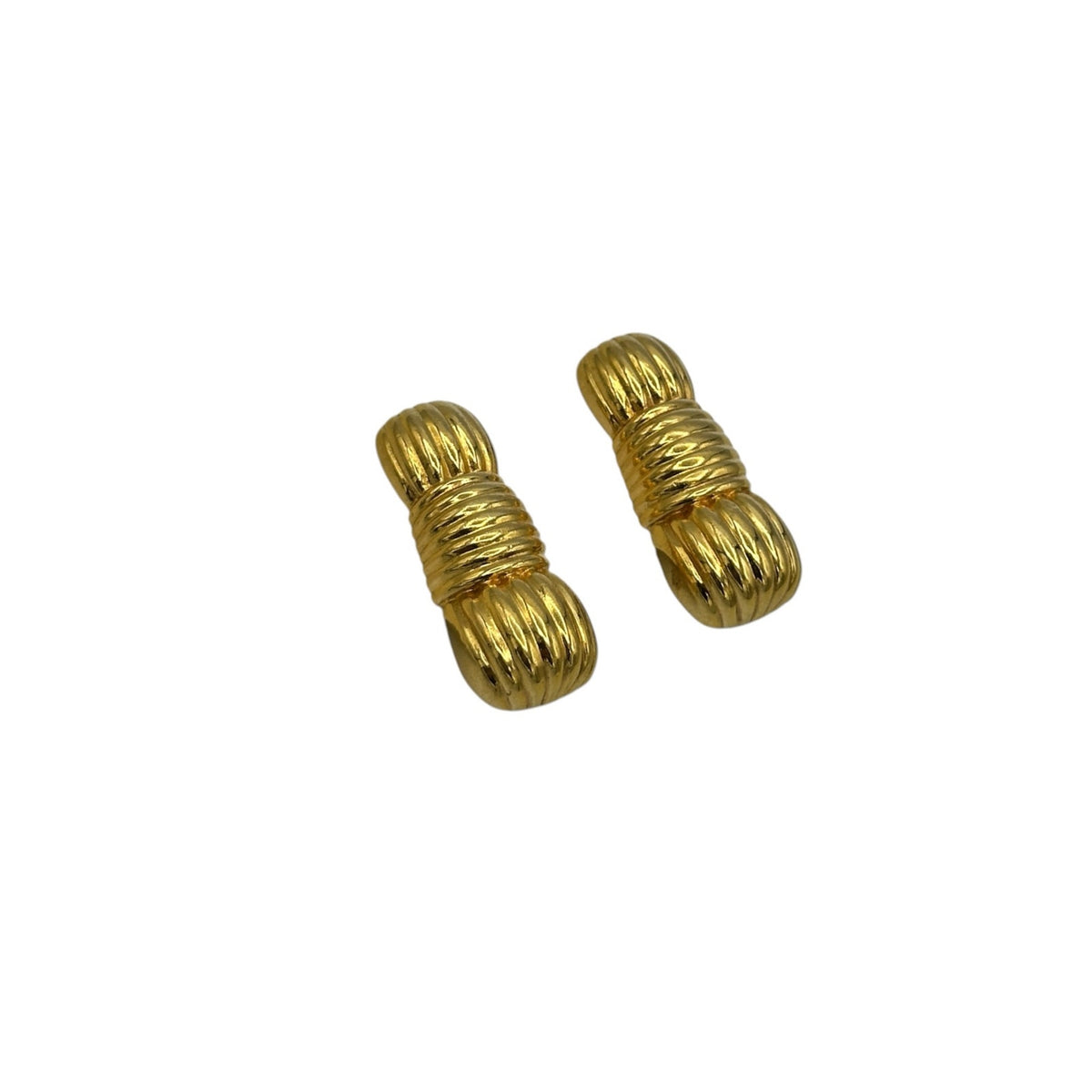 Vintage Fendi Gold Ribbed Knot Clip-On Earrings
