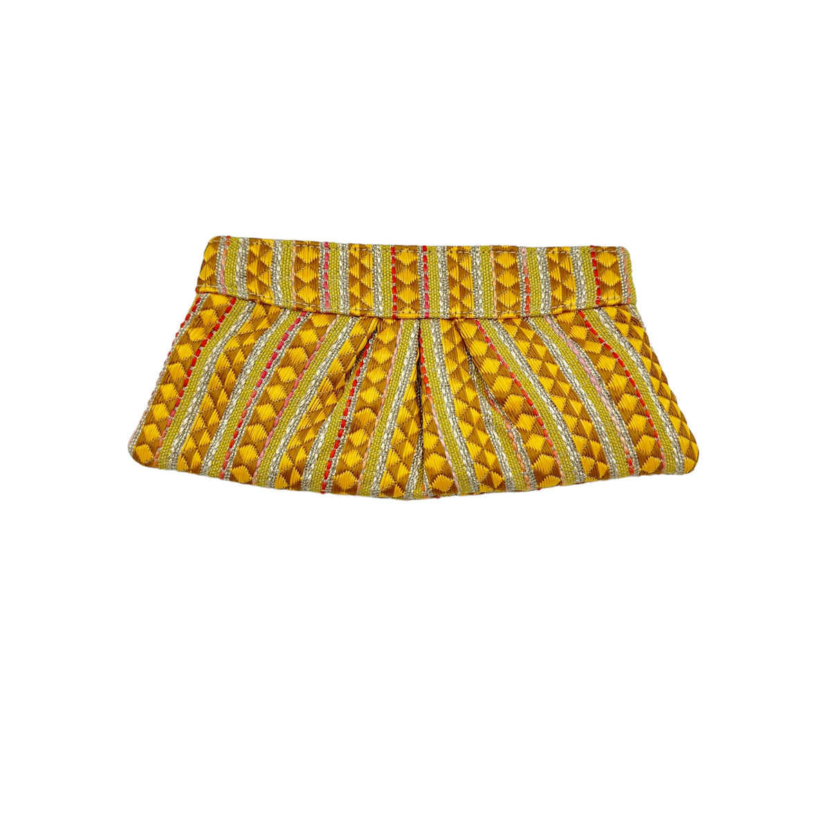 Lauren Merkin Small Diamond Yellow Pattern Clutch Made in NYC