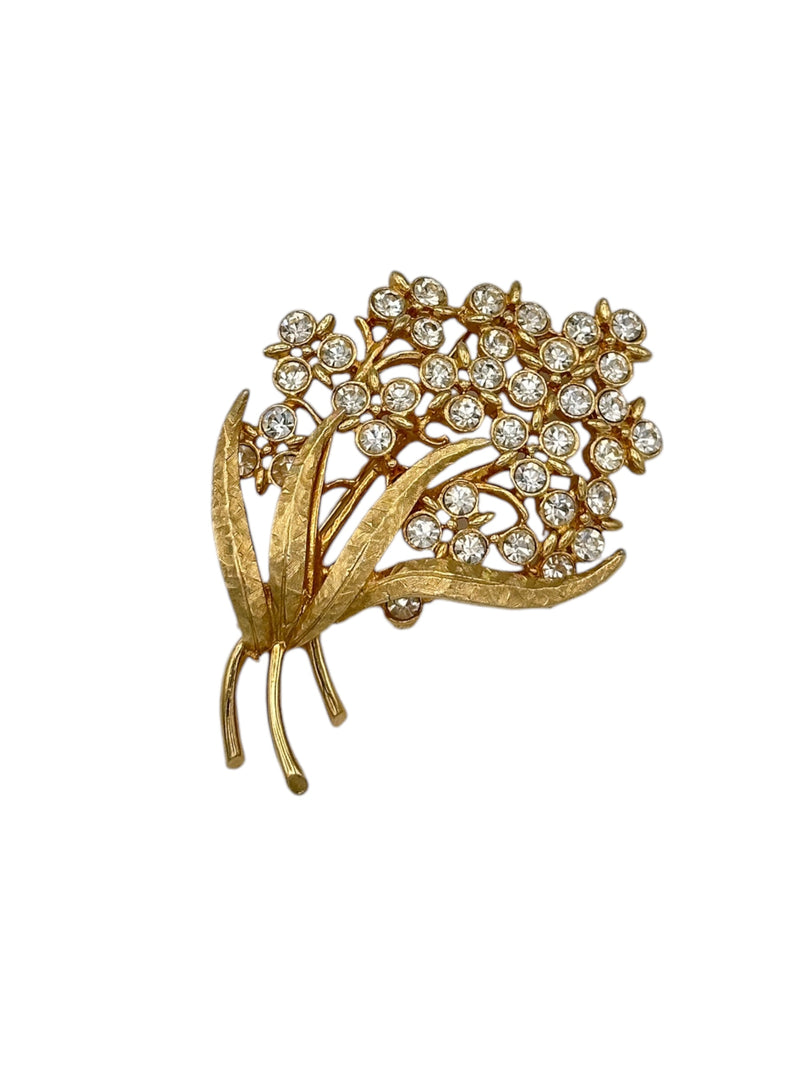 Emmons Clear Rhinestone Flower Floral Spray Brooch