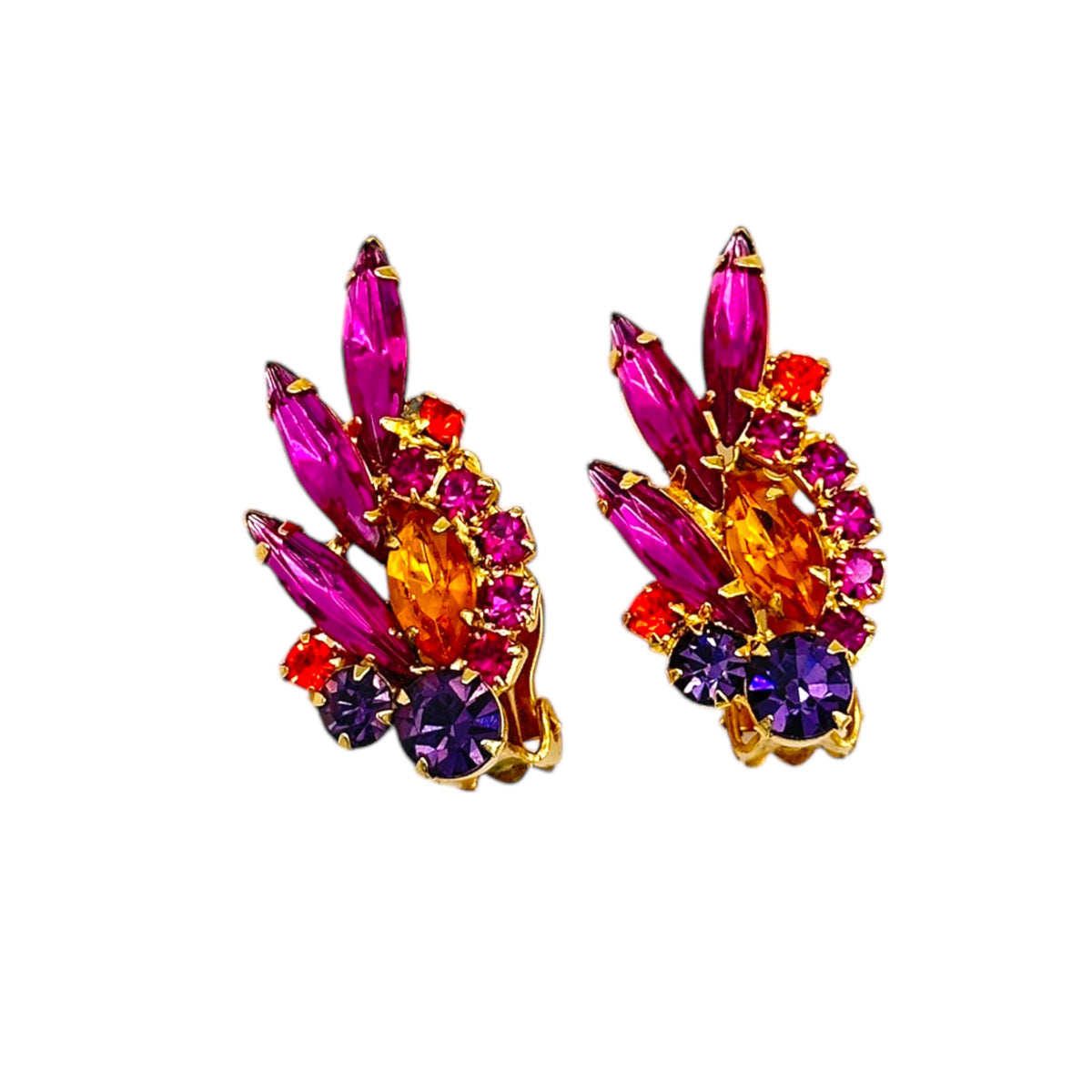 Juliana DeLizza & Elster (D&E) Pink Crawler Floral Clip-On Earrings