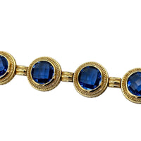 Sterling Silver Vermeil Byzantine Round Blue Crystal Tennis Bracelet
