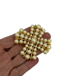 Joan Rivers Gold Pearl Maltese Cross Vintage Brooch