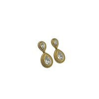 Swarovski Gold Teardrop Dangle Clear Crystal Pierced Earrings