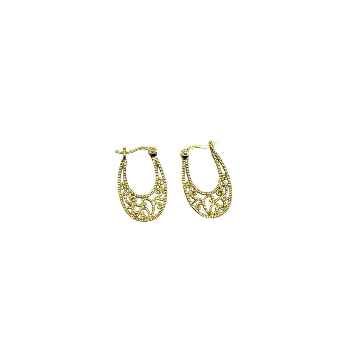 Sterling Silver Gold Plated Textured Swirl Hoop Earrings