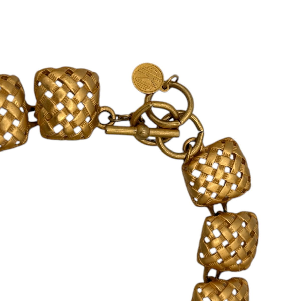 Anne Klein Matte Gold Basket Weave Square Link Necklace