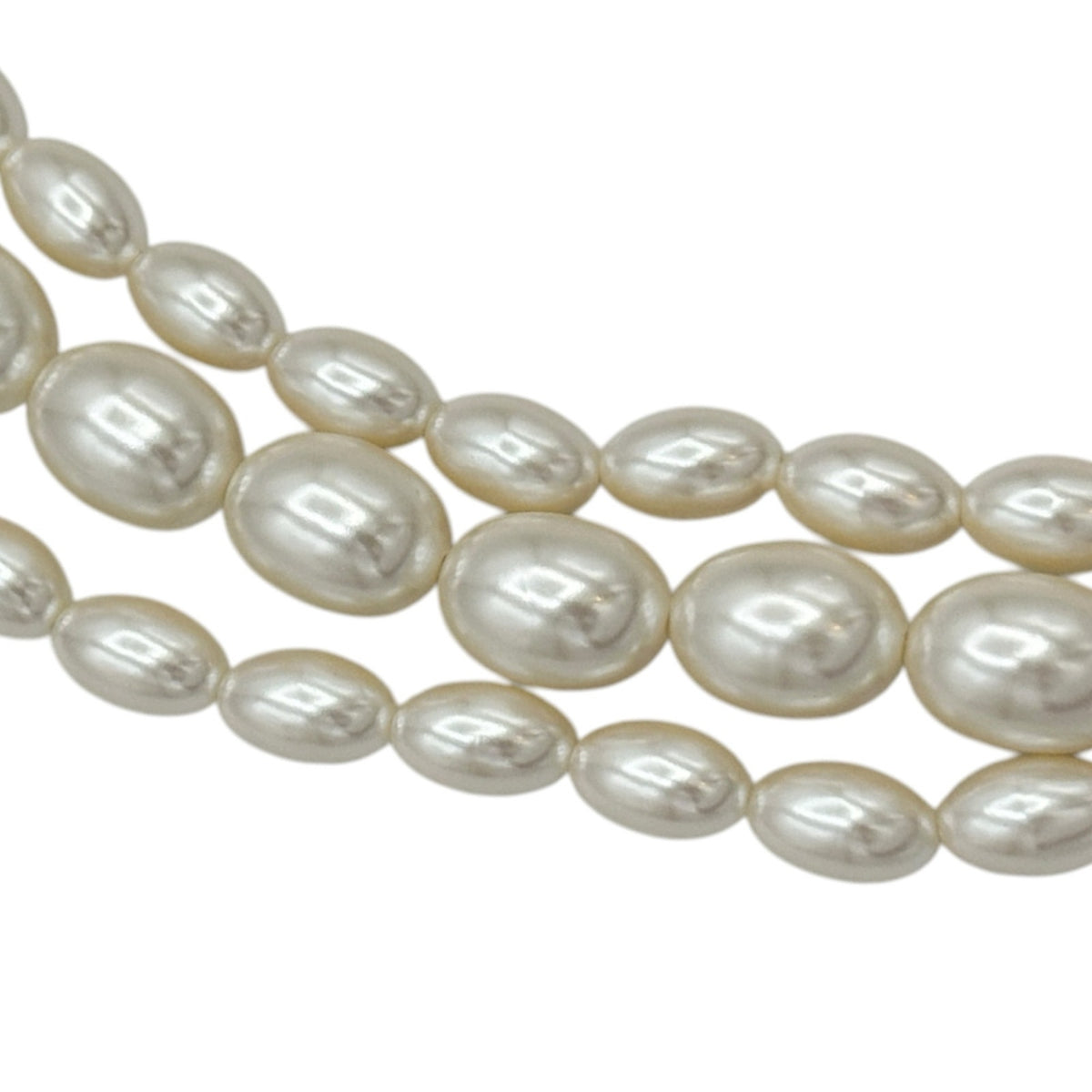 Anne Klein Three Strand Faux Pearl Necklace Toggle Closure
