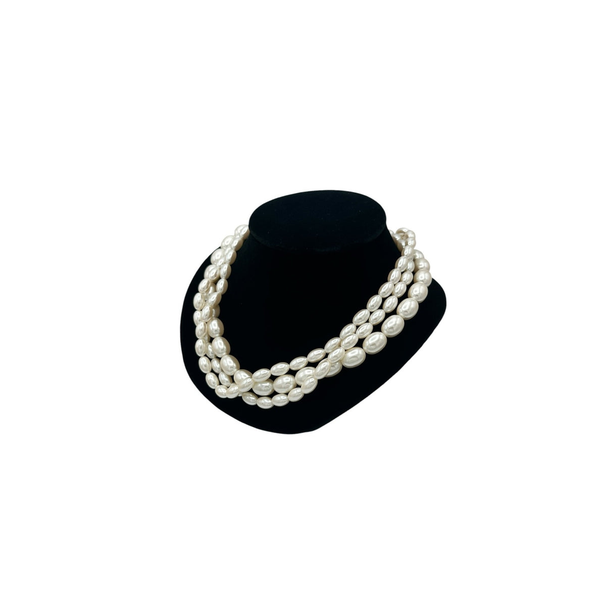 Anne Klein Three Strand Faux Pearl Necklace Toggle Closure