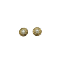 Givenchy Round Logo Faux Pearl Pierced Vintage Earrings