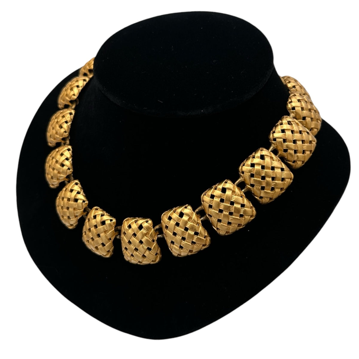 Anne Klein Matte Gold Basket Weave Square Link Necklace