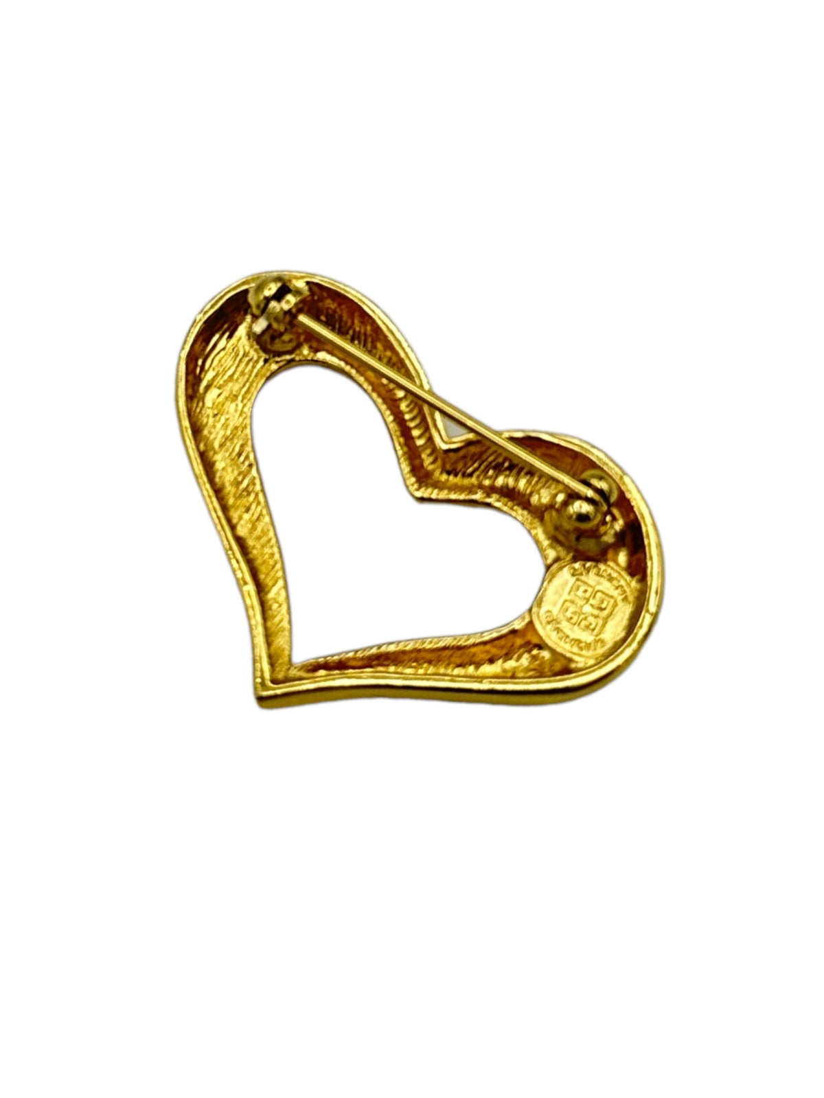 Givenchy Open Heart Brooch Rhinestone Embellishment Pin