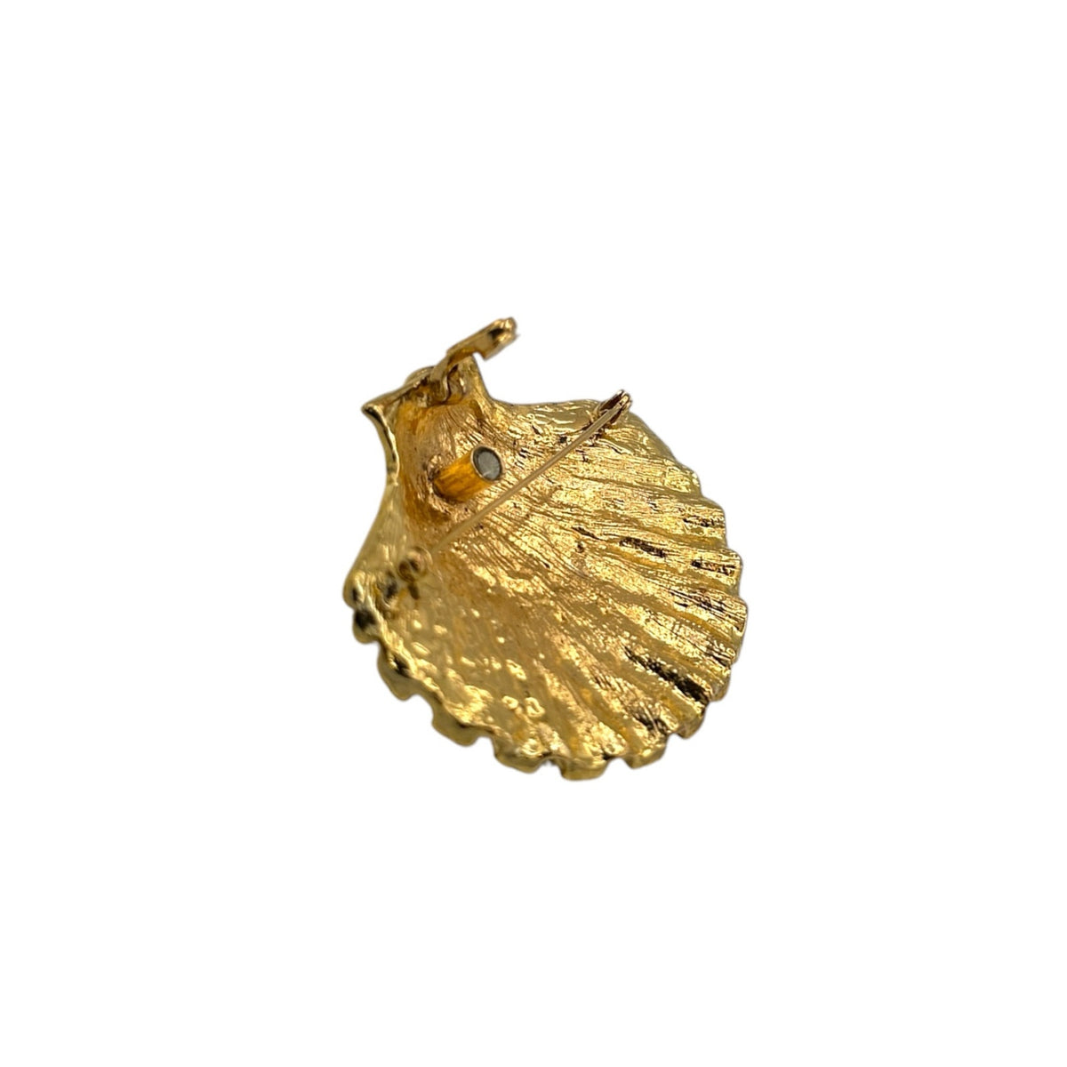 Vintage Coastal Gold Shell with Starfish Brooch Pendant