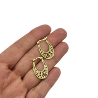 Sterling Silver Gold Plated Textured Swirl Hoop Earrings