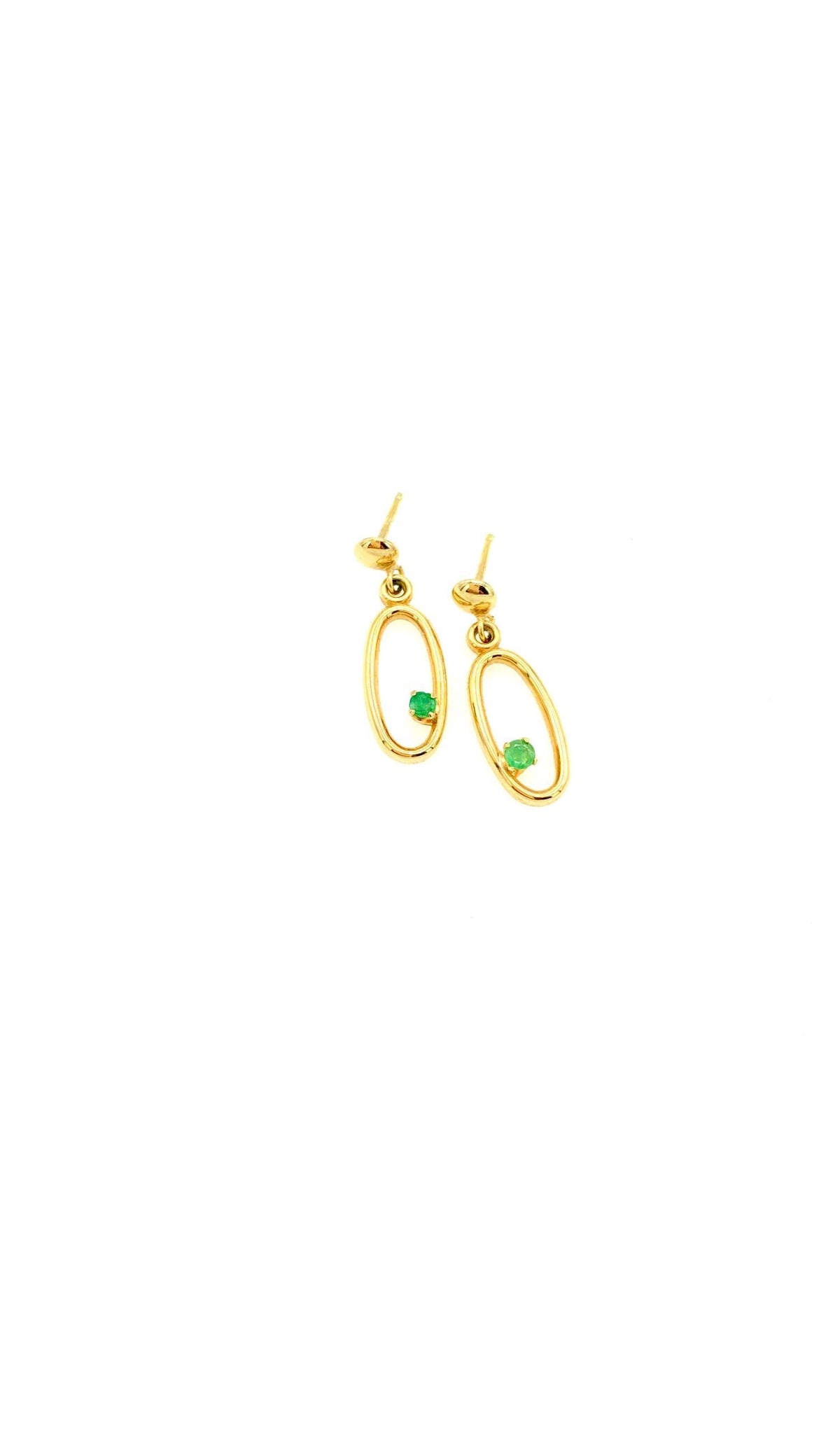 12K Gold Filled Emerald Vintage Hoop Pierced Earrings - 24 Wishes Vintage Jewelry