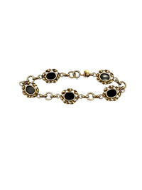 14K Gold Filled Black Oval Link Layering Vintage Bracelet - 24 Wishes Vintage Jewelry