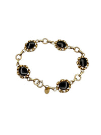 14K Gold Filled Black Oval Link Layering Vintage Bracelet - 24 Wishes Vintage Jewelry