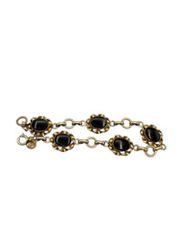 14K Gold Filled Black Oval Link Layering Vintage Bracelet - 24 Wishes Vintage Jewelry