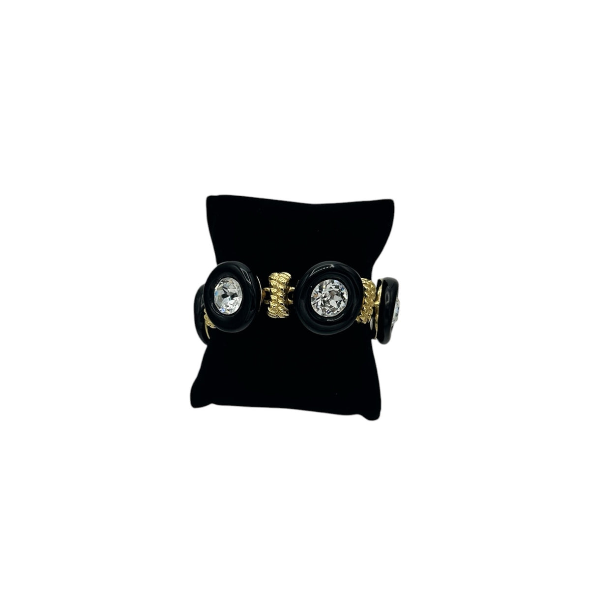 Kenneth Jay Lane KJL Black Circle Link Rhinestone Bracelet