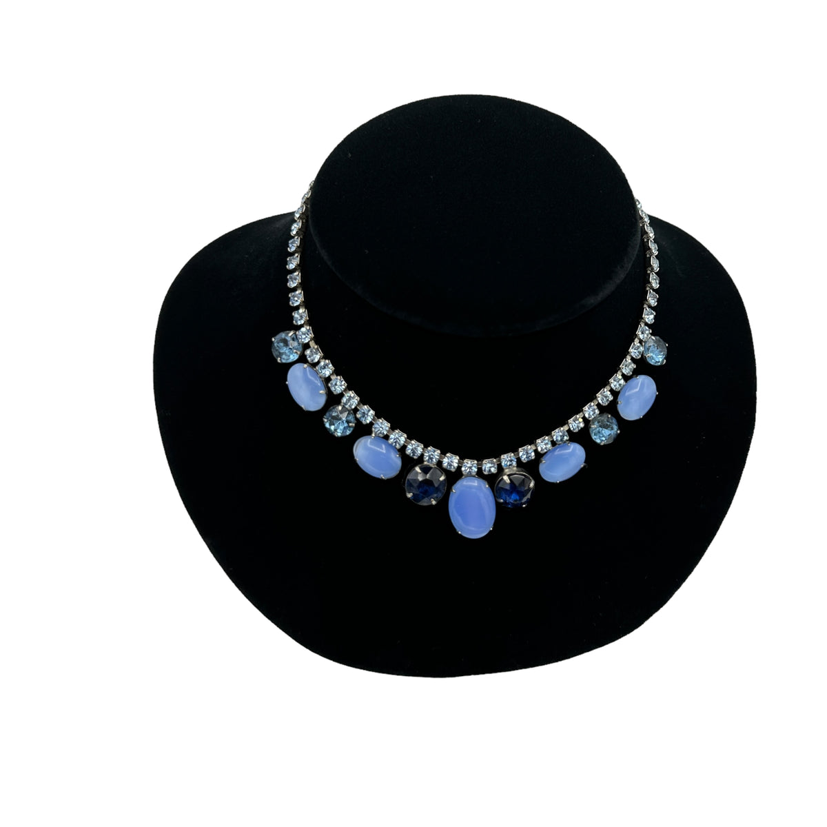 Vintage Blue Rhinestone Choker Necklace