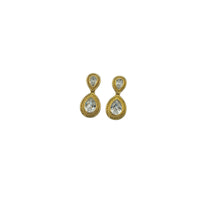 Swarovski Gold Teardrop Dangle Clear Crystal Pierced Earrings
