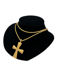 Anne Klein Cross Pendant with Gold Snake Chain Necklace