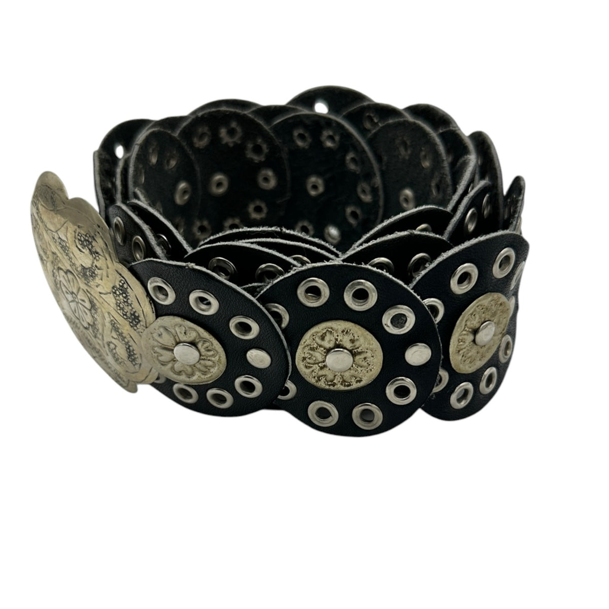 Vintage Chicos Morocco Black Leather Concho Belt M/L