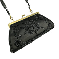 Black Beaded Evening Clutch Moni Couture Vintage Floral Purse