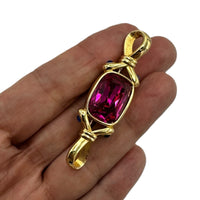 Swarovski Swan Signed Vintage Bar Pin Pink Blue Crystal Rhinestone