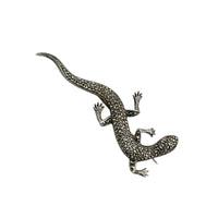 Sterling Silver Marcasite Lizard Brooch Ruby Red Eyes
