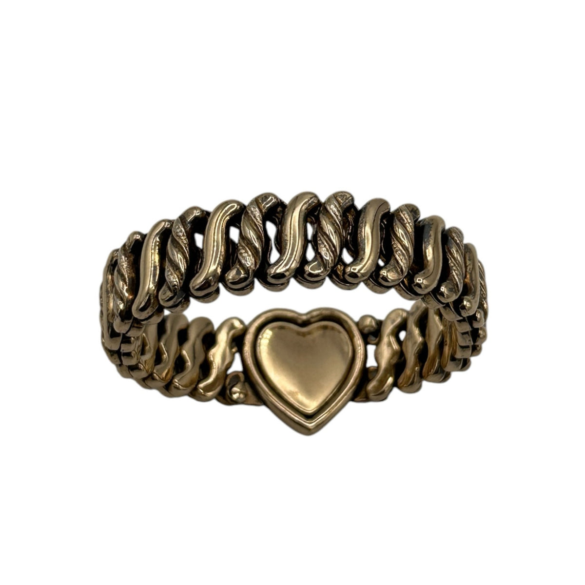 Vintage Carmen Gold Filled Floral Etched Heart Expansion Sweetheart Bracelet