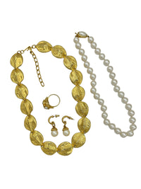 Gold Peacock Chain & Pearl Vintage Jewelry Curated Collection