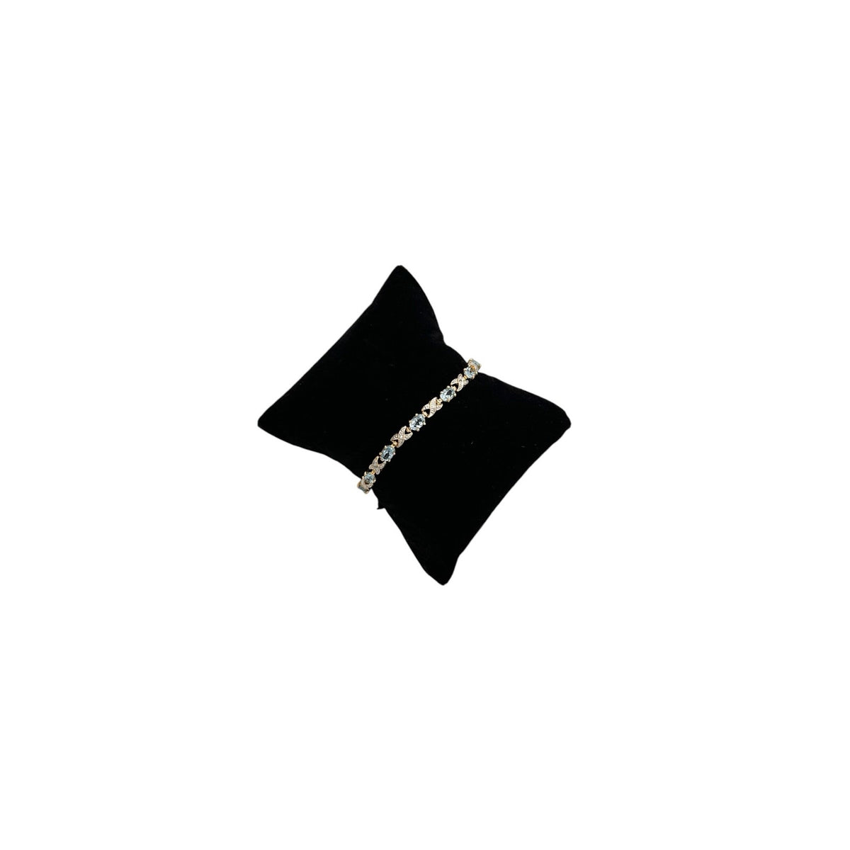 Sterling Silver Gold Vermeil Blue Topaz Vintage Tennis Bracelet