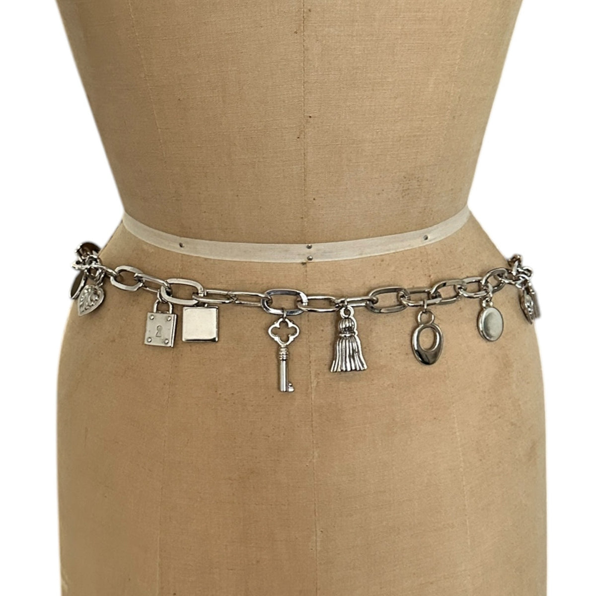 Vintage Escada Silver Chain Charm Statement Belt