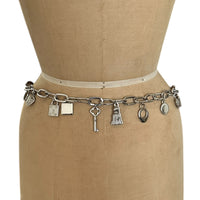 Vintage Escada Silver Chain Charm Statement Belt
