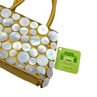 Mini Gold Satin White Button Top Handle Handbag