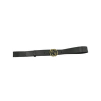 Gucci Black Leather Interlocking Beaded GG Belt Italy Size 36