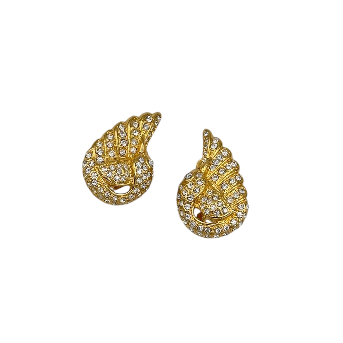 Joan Rivers Gold Pave Swan Vintage Clip-On Earrings