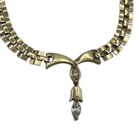 Vintage TARA Clear Rhinestone Tulip Drop Pendant Necklace