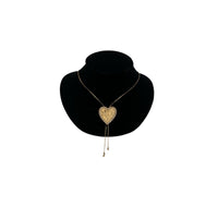 Vintage Gold Rhinestone Heart Slide Bolo Style Necklace